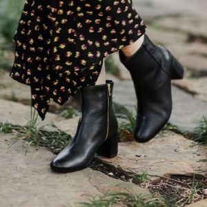 TARYN ROSE Black Leather Camille Ankle Booties